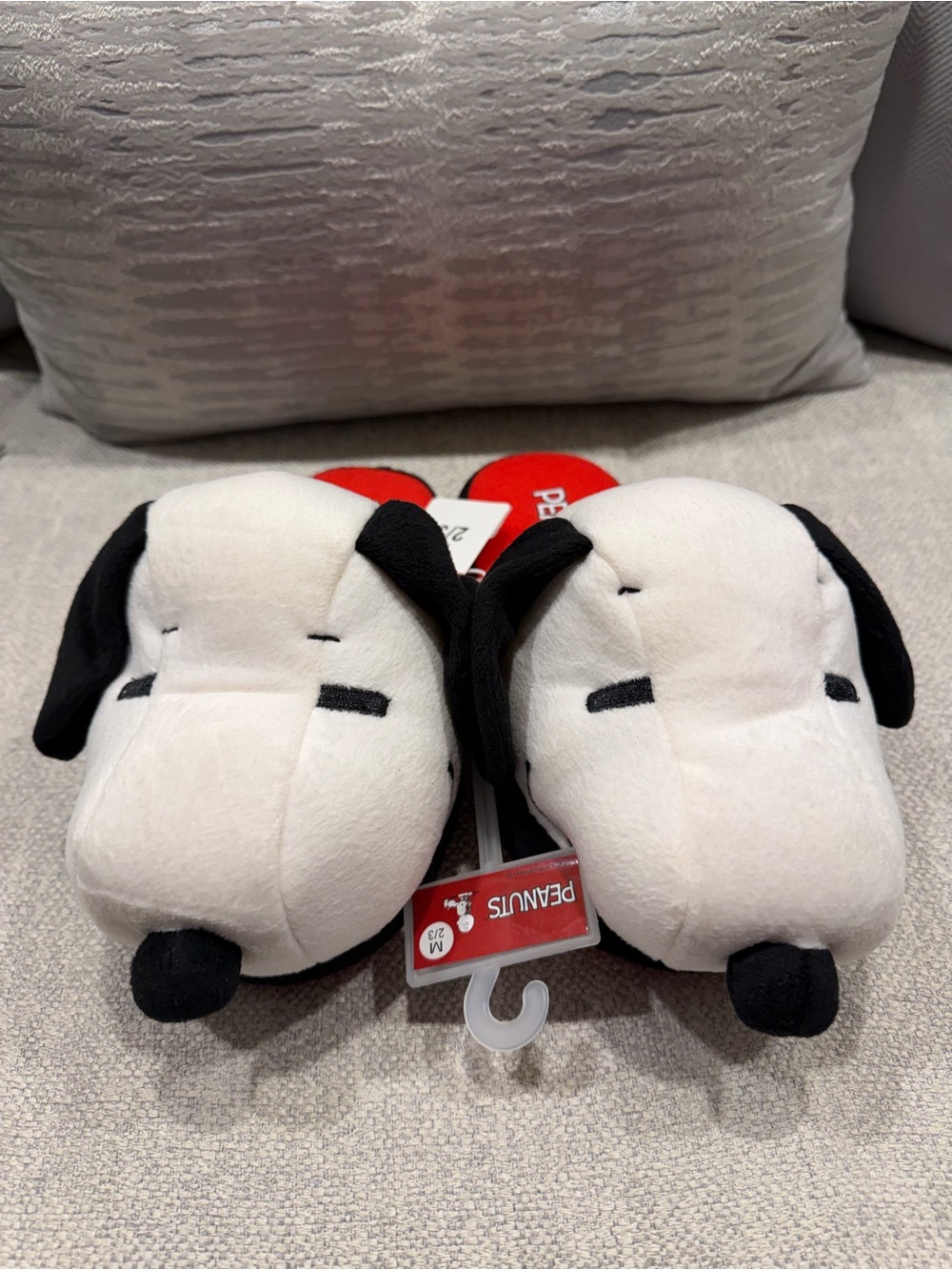 Peanuts Snoopy Plush Kids Slippers - White, Black & Red